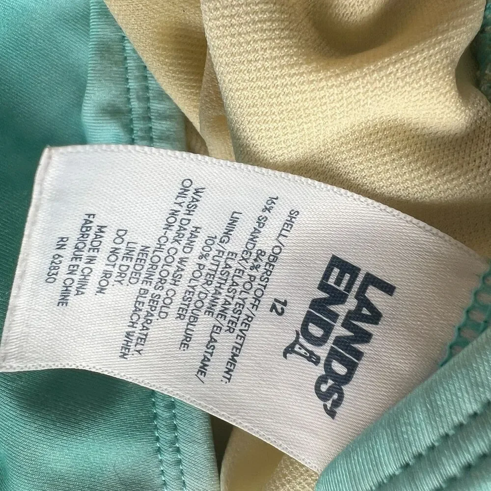 Lands’ End Girls Youth One Piece Swimming Suits Sz 12 Teal Sequins EUC
